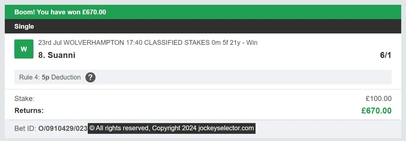 Jockey Selector - Winner 1 - 2024-07-23
