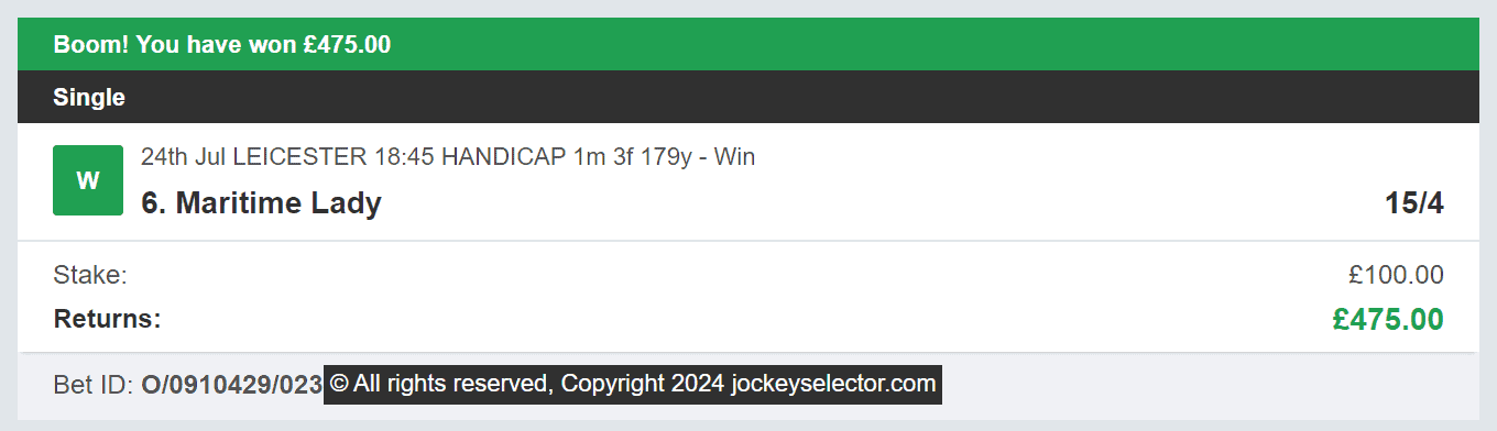 Jockey Selector - Winner 1 - 2024-07-24