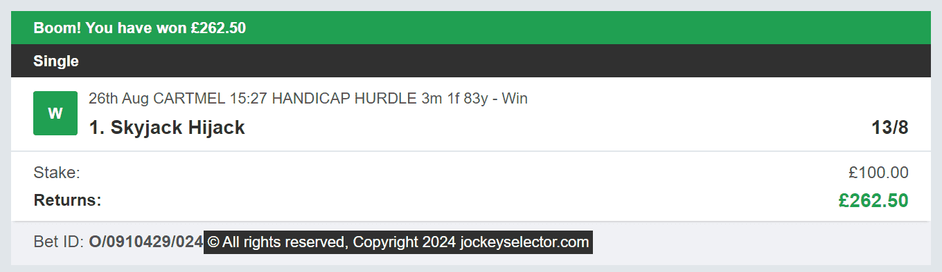 Jockey Selector - Winner 1 - 2024-08-26
