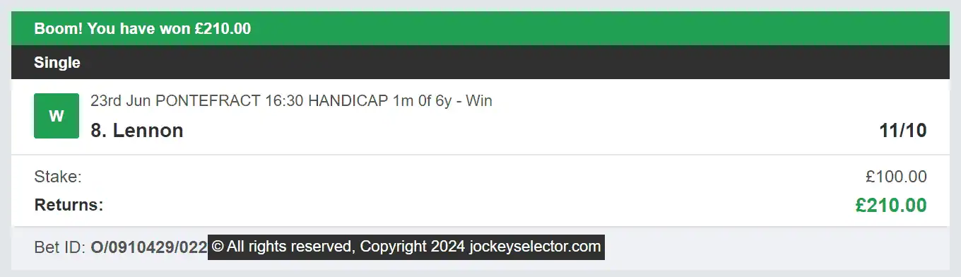 Jockey Selector - Winner 2 - 2024-06-23