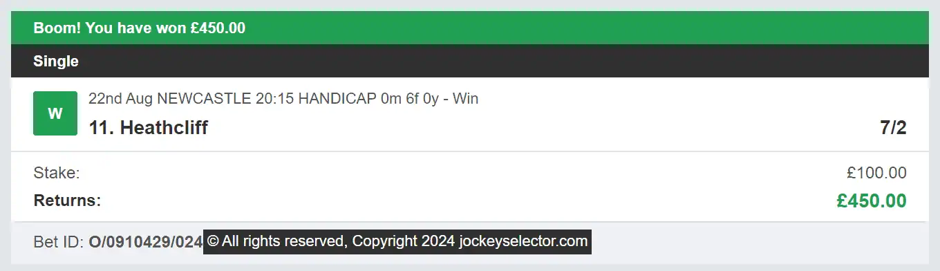 Jockey Selector - Winner 2 - 2024-08-22